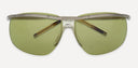 Lunettes de soleil Sport 1000 Solamor — Titane naturel et Havane, verres jaune-vert, pont cristal, taille L forme A, fabriquées au Japon